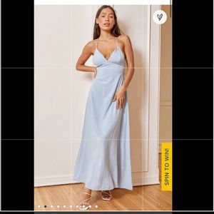 NWT Lulus Small lovely impression dusty blue sleeveless maxi dress